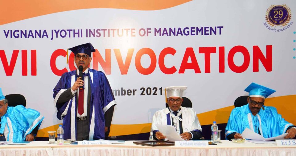 Vignana Jyothi Institute of Management (VJIM) hosted the 27th Convocation with solemn grandeur at the Bachupally campus of the Institute